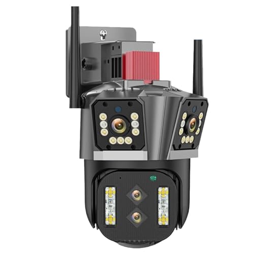 CUDTAPI Cámara PTZ con de Cuatro Lentes 8K y 16MP, Zoom 10X AI, Seguimiento automático Audio for Exteriores, cámara IP vigilancia CCTV Seguridad 8MP(8K Add 32G Card)
