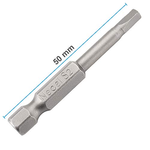 Rocaris 6 pcs 1/4 Inch Hex Shank Long Magnetic Square Head Screwdriver Bits Set Power Tools SQ1, SQ2, SQ2.7, SQ3, SQ4, SQ5 For Poket Hole Jig- 2 inch Length