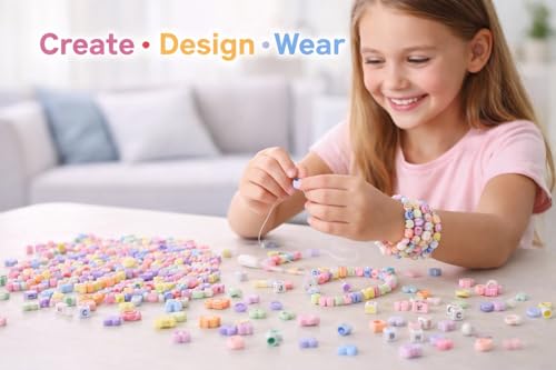 Image of ambitieux Bracelet Making Craft Kit 12 Types of Colorful 400+ pcs of Plastic Beads with Elastic-(CHN)