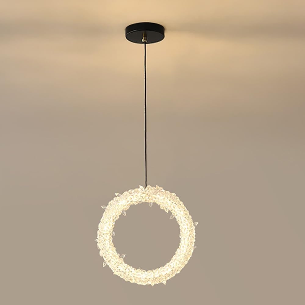 HXYSXHJUO Crystal Chandelier Led Flush Mount Ceiling Light Fixture, 3-Color Dimming Modern Hanging Lighting Mini Chandeliers for Dining Room Kitchen Island Hallway Bedroom Bedside Chandelier(A)