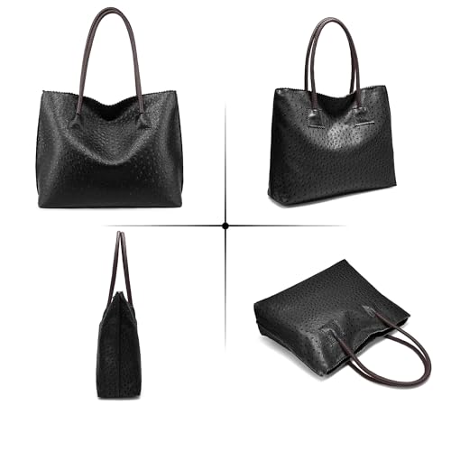 Bolso Tote para Mujer de Cuero Vegano Negro miniatura 7