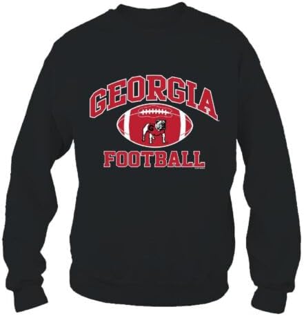 New World Graphics Georgia Men’s Black Distressed Football Graphic Crewneck Sweatshirt