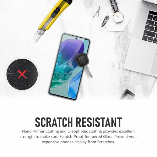 Image of SupCares Tempered Glass for Samsung Galaxy M55, Galaxy M55s and Galaxy F55 (6.7 Inch) With Installation Kit | Military-Grade Gorilla Screen Protector | Edge to Edge Coverage | Black