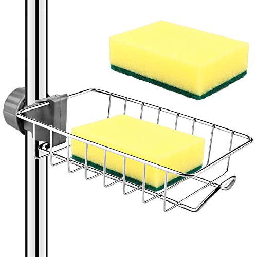 DINSONG Porte-éponge Organisateur d'évier de Cuisine en Acier Inoxydable 304 Porte-éponge Multifonctionnel pour évier Suspendu au Support de Rangement du Robinet (9 Pouces)