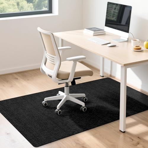 HomeMall Office Chair Mat for Hardwood Floor, 55' x 35' Anti-Slip Mats for Rolling Chair, Large Computer Gaming Chair Mat, Tile Floors Protector for Office Home Gym, Slate Black