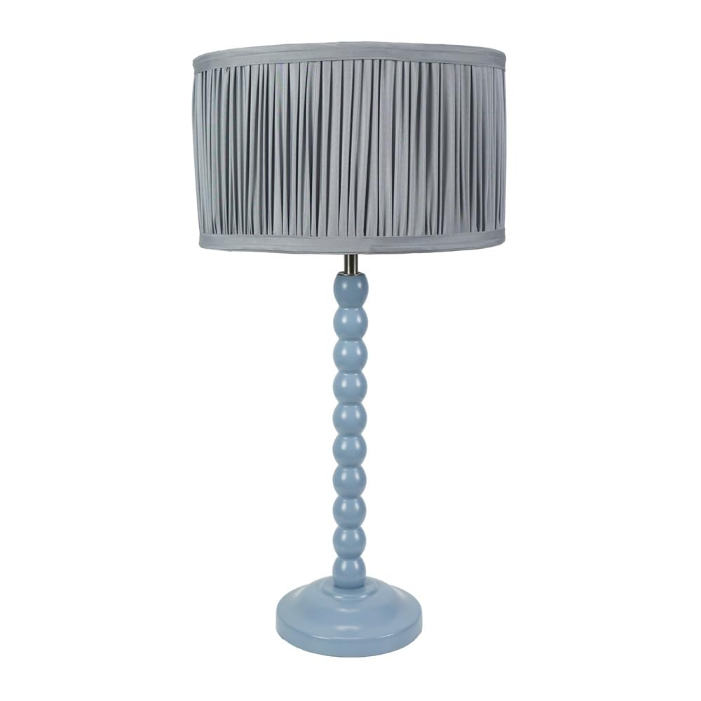 ValueLights | Powder Blue Bobbin Stem Table Lamp with Ruched Pleated Shade Living Room Bedroom Light | Table Lamps, Home Décor & Improvement Essential