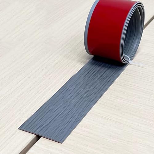 Tira de Cubierta de Piso Autoadhesiva 5 cm A × 25 mm E, Tira de Transición de Baldosa a Alfombra PVC para Eliminar Juntas Tarima Hasta 40 mm(Gray,200cm/79inch)