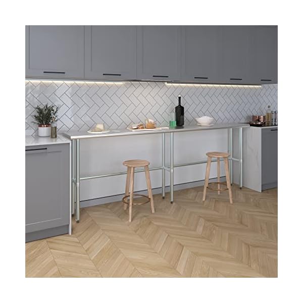 14-in-x-96-in-Open-Base-Stainless-Steel-Work-Table-Residential-Commercial-Food-Prep-Heavy-Duty-Utility-Work-Station-NSF 14-in-x-96-in-Open-Base-Stainless-Steel-Work-Table-Residential-Commercial-Food-Prep-Heavy-Duty-Utility-Work-Station-NSF