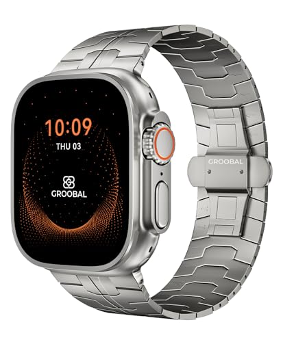 Image of Grade 5 Titanium Band for Apple Watch Ultra 3 /2 /1 49mm & Series 11 /10 46mm, DLC Coating Anti-Scratch Ultra 3 Band with Small-Link Design for Precise Fit, Secure Butterfly Clasp Band for Men