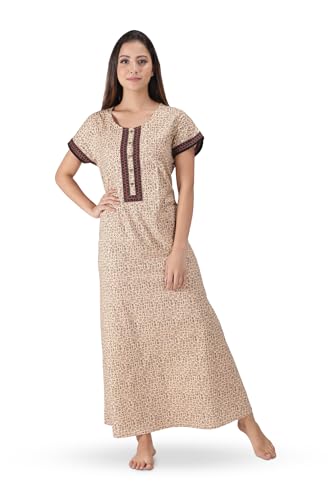 Image of NIHSAMAH Cotton Nighty for Women with Pocket, Premium Printed Long Nighty | Comfortable & Fancy Sleepwear /Nightwear