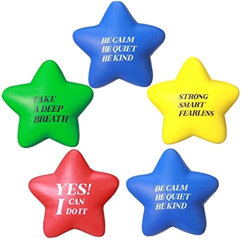 Stress Balls 4 Pieces Star Shape Hand Exercise Balls Grip Strengthener Anxiety Balls for Adults Stress Reliever Ball with Quotes Sports Motivational Stress Ball for Anxiety Stress Relief Hand Exercise Cover