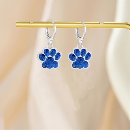 Dreuyet Paw Print Dangle Drop Hoop Earrings for Women Glitter Cute Puppy Dog Paw Hoop Earrings Huggie Charm Cat Paw Earrings Dainty Small Footprint Animal Earrings for Dog Cat Pet Lovers3