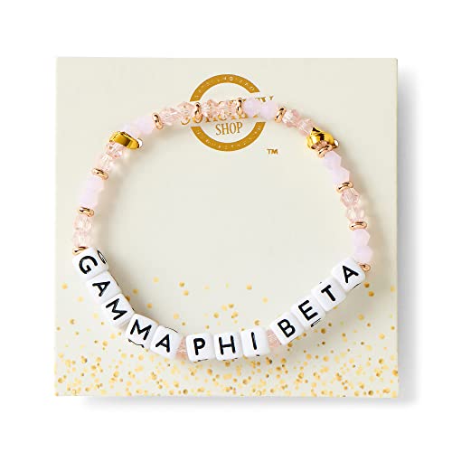 Sorority Shop Gamma Phi Beta Bracelet — Glass Bead Bracelet with GPB Name Beads and 18K Gold Accent Beads, Greek Sorority Jewelry for Big Little Sorority Gifts2