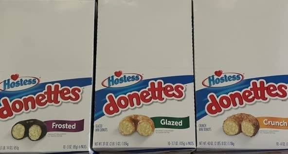 Amazon - Hostess Donettes Variety Pack | Frosted, Glazed and Crunch | 9 Packs (54 Donettes)