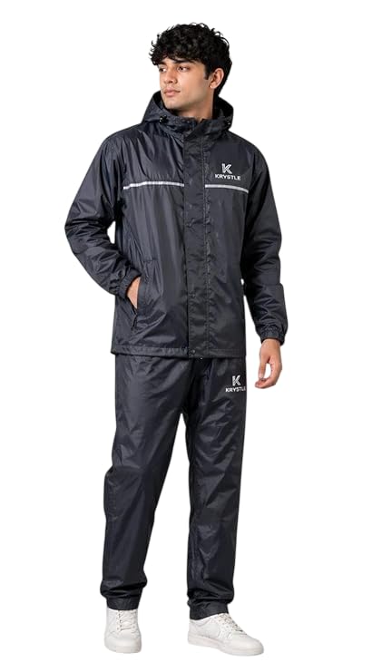 Image of Krystle Women's Waterproof Rain Suit Set - Jacket & Pants | Windproof & Lightweight (Blue,Medium)
