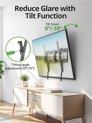 Image of USX MOUNT Tilting TV Wall Mount for Most 37 inch-95 inch Flat Curved Screen Television, TV Bracket with Max VESA 600x400mm up to 132lbs, Low Profile Tilt Mount for 16 inch, 24 inch Stud (Pack of 2)