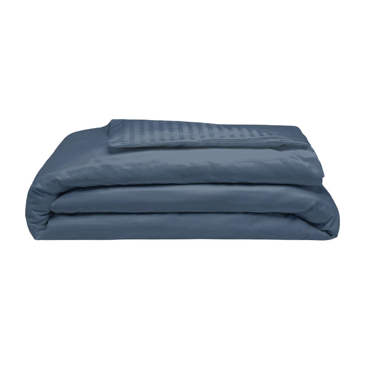 Belledorm Hotel Suite Satin Stripe Duvet Cover Set - Navy - Super King - Cotton/Linen