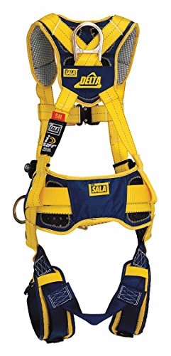 3M DBI-SALA DeltaComfort 1100517 Fall Arrest Kit with Back/Front/Side D-Rings, Belt with Pad, Quick Connect Buckle Leg/Chest Straps and Comfort Padding, Small, Yellow/Navy