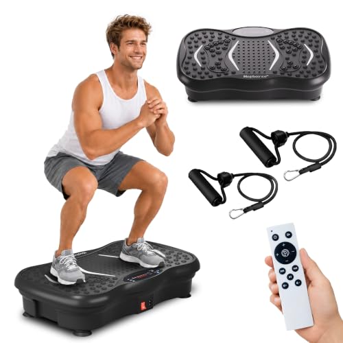 Image of Vibration Plate Exercise Machine for Lymphatic Drainage, 200 Speeds Vibrating Fitness Platform for Full Body Workout and Weight Loss, 300 Lbs Capacity with Resistance Bands for Women Men