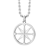 555Jewelry Mens Womens Stainless Steel Navigator Navigation Journey Compass Round Shape Charms North...