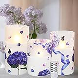 ANYGIFT Hydrangea Flameless Candles with Remote,Birthday Gifts for Women,Led Glass Candles Battery Operated Candles Home Decor Hydrangea Flower Candle(Hydrangea)