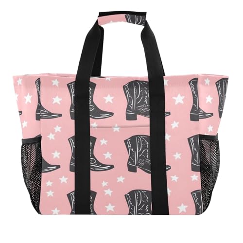 Nander Beautiful Cowboy Boots Reusable Grocery Bags,Large Grocery Tote Bag Water Resistant Shopping Bags Foldable Grocery Bag for Clothes,Shoes and Picnic