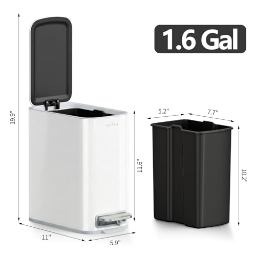 Bote de basura rectangular de acero inoxidable 1.6 gal miniatura 2