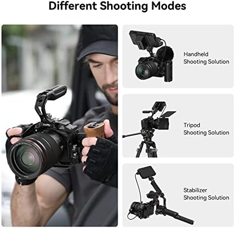 SMALLRIG R7 Cage with Built-in Quick Release Plate for Arca Stand, Cold Shoe, NATO Rail and Threaded Holes, Formfitting Camera Cage Video Rig for Canon R7 - 4003