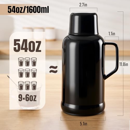 Image of PARACITY 54oz /1600ml Thermal Carafes for keeping hot, Insulated Stainless Steel Coffee Carafe Double Walled Vacuum Thermal Pot for Coffee & Tea, Coffee Carafes for Keeping Hot Home & Office