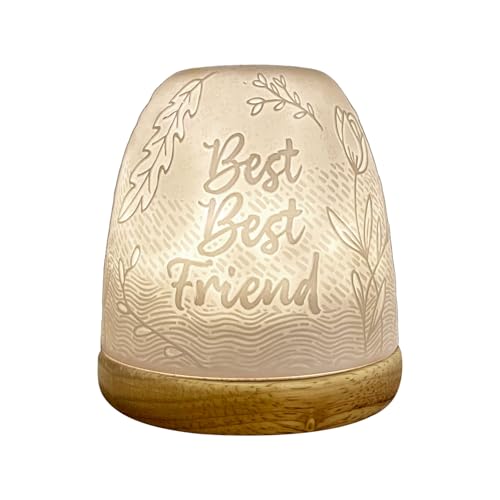 Image of Cello Porcelain Tall Tealight Holder Dome - Best Best Friend Design with 3D Projection Image for Scented Unscented LED Candle Wax Warmer Gift Ornament for Home Bedroom Mum Dad