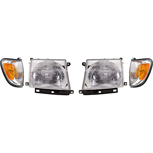 Garage-Pro Driver and Passenger Side Headlights Kit for Toyota Tacoma 1998-2000 Halogen with Bulbs and Corner Light 4WD RWD Built to Sept 2000 Replaces# 8111004090 8115004090 8162004060