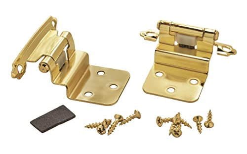 Amerock | Cabinet Hinge | 3/8 Inch (10 Mm) Inset Hinge | Polished Brass | 2 Pack | Self-Closing Hinge | Face Mount Hinge | Cabinet Door Hinge #TOP4