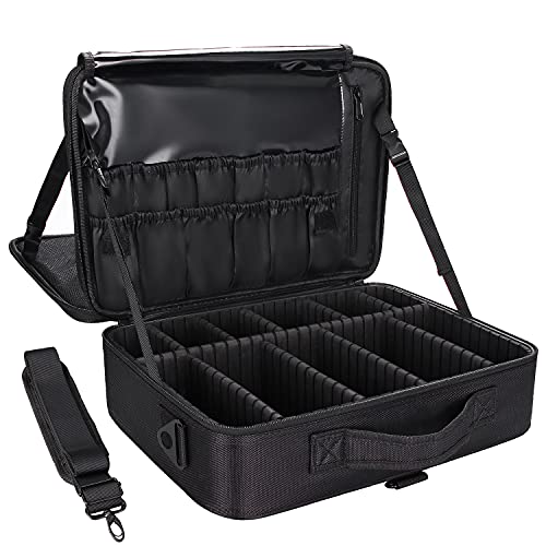 MONSTINA Large Capacity Makeup Case 3 Layers Cosmetic Organizer Brush Bag Makeup Train Case Makeup Artist Box for Hair Curler Hair Straightener Brush Set and Cosmetics