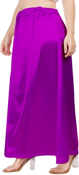 Women's Clothing Solid Satin Silk Petticoat Solid Soft & Smooth Satin Underskirt Sari - Image 4