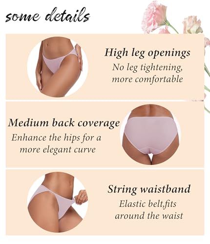 ANLIQI High Cut String Bikini Panties Stretchy Soft Modal Low Waist Underwear Ladies Hipster Panties Multi Pack3