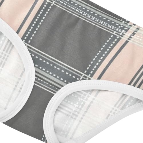 Girls' Hipster Panties Comfort Color for Kids Gray and Pink Plaid4