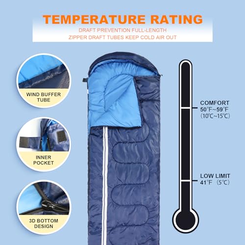Northroad Outdoor Camping Sleeping Bag, 3 Season Warm & Cool Weather, Winter Spring Fall Lightweight Waterproof Sleeping Bag - Image 3