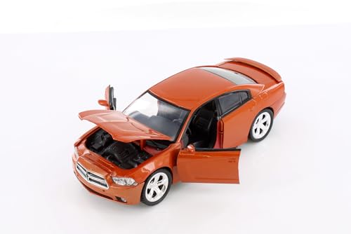 2011 Dodge Charger R/T, Orange - Modelo a Escala 1:24 miniatura 4