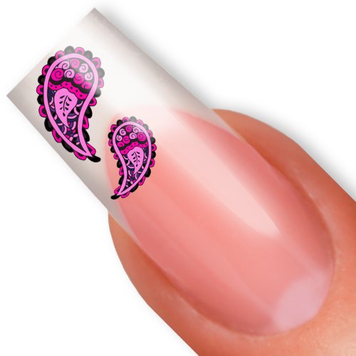 Nailart NAIL TATTOO STICKER - paisley / ornament - rose / pink