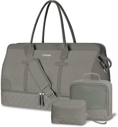 ETRONIK Weekender Overnight Bag for Women Large Travel Duffle Bag Carry On Tote Bag Gym Duffel Bag