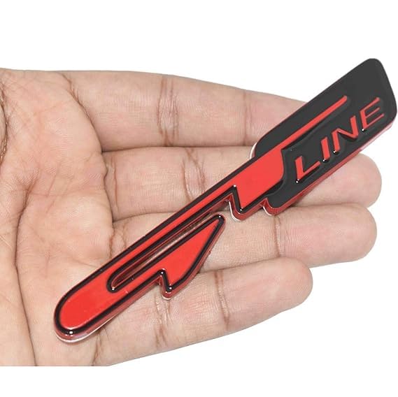 Image of Emblems for Car & Bike Metal Lo.go and Grill Me.tal Lo.go, Auto Accessories for Car Emblem 3D Badge Auto Racing Sport Sticker Grand Tourer Decal. (RED Black GT LINE Sticker)