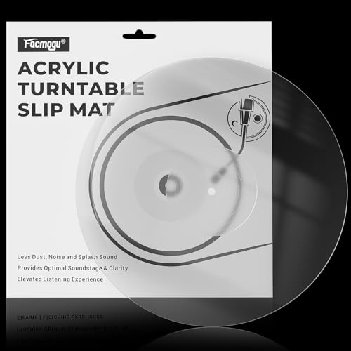 Facmogu 3mm Acryl Plattenspieler Matte, 12“ Klar Vinyl Plattenteller Slipmat für LP Plattenspieler, Vinyl Slip Mats für Plattenspieler Antistatisch & Definiert Bass & Verbessert die Klangqualität