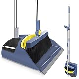 Hibaby Broom and Dustpan Set for Home with Long Handle, 55" Broom with Dustpan Combo Set, Upright an