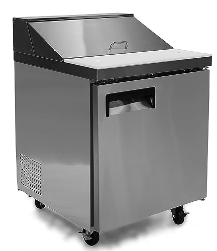 Image of FSE 27.5 Inch Single-Door Refrigerated Commercial Salad /Sandwich Prep Table, 6 Cubic Feet, Stainless Steel, 115 v