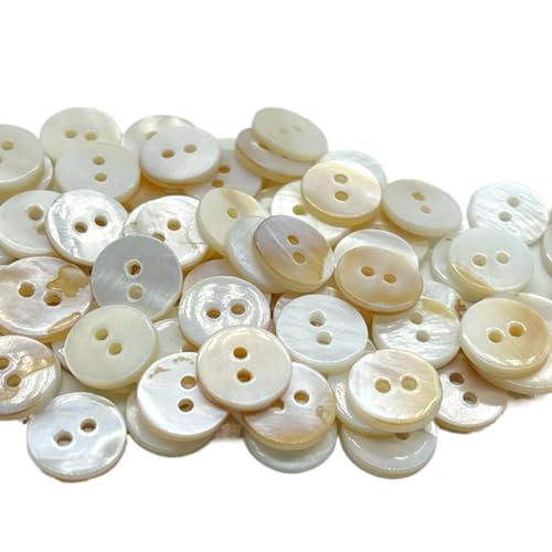 80 Botões de madrepérola, 2 orifícios botões Nacar concha natural acessório de costura 10 mm de concha natural, de madrepérola costurados botão de costura para trabalhos manuais, costura e decoração