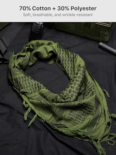 Image of FREE SOLDIER 100% Cotton Scarf Military Shemagh Tactical Desert Keffiyeh Head Neck Scarf Arab Wrap with Tassel 43x43 inches