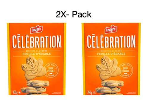AZPantry Bundle Pack Leclerc Celebration Maple Leaf Creme Cookies 350 gr. (Imported from Canada) ( 2xPK)