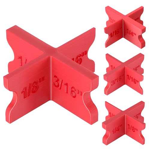 Saillong 4 Pack Deck Spacers with 4 Thicknesses 1/16', 1/8', 3/16', 1/4', Durable PC Plastic Deck Board Jig Spacers Clamp, Decking Spacing Tool for Pressure Treated Lumber, Composite PVC Board