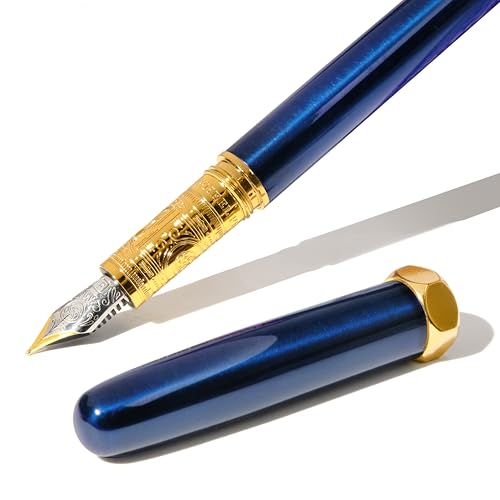 Image of Ferris Wheel Press | Bijou Fountain Pen | Luna Celeste | Double Gold Plated, Sapphire Lacquer Finish | Two-Tone Steel Nib | Fine