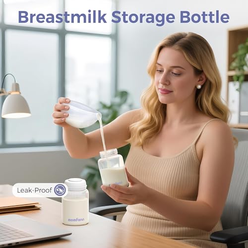 MOMFANN Breastmilk Storage Bottle 4 Pack, 10oz Milk Storage Bottle – Wide-Neck Fit for Most Nipples, Leak-Proof, BPA-Free, for Fridge & Travel